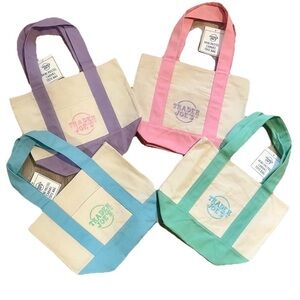 Trader Joe’s Mini Pastel Canvas Tote Bag Set Of 4 Easter Spring Colors 💜🩷🩵💚 2026